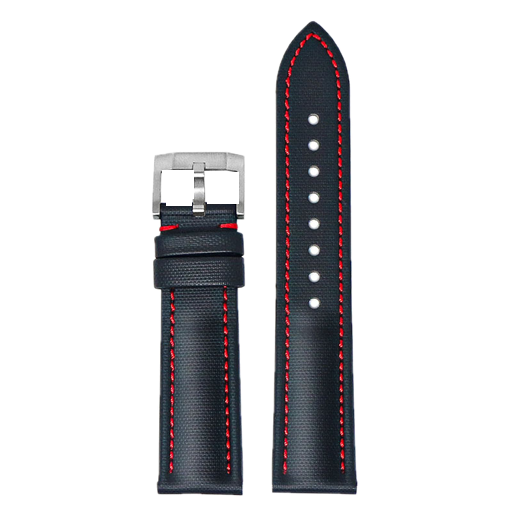 DASSARI Black Sailcloth (Red Stitching)