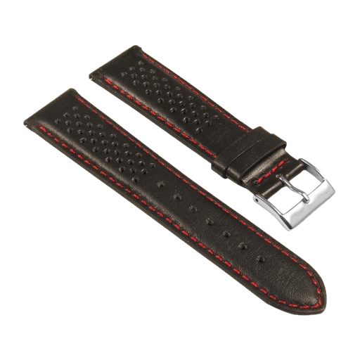 StrapsCo – Perforated Leather Rally (Red Stitching)