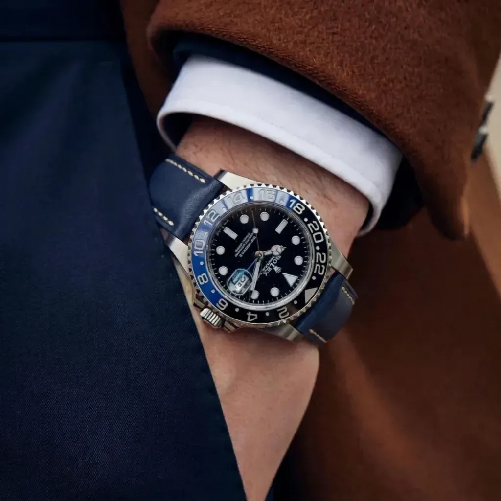 Rolex GMT-Master II on Navy Vintage Padded Leather