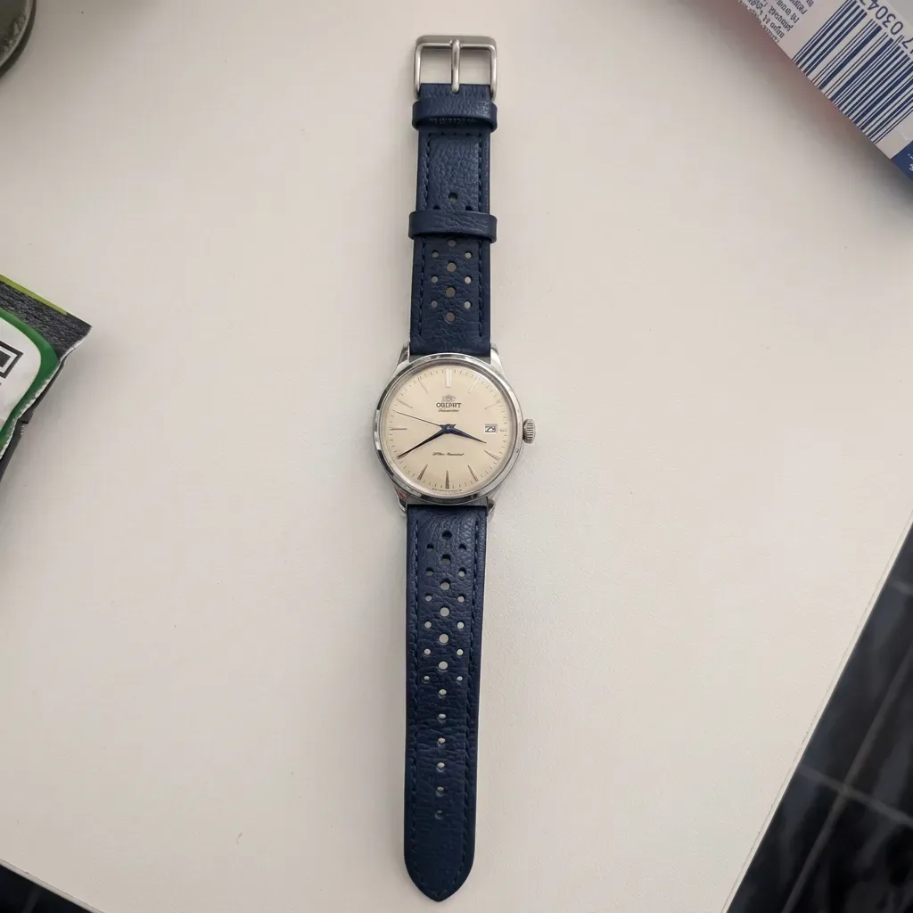 Navy Perforated Leather Rally