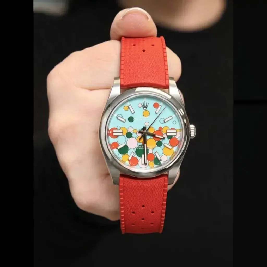 Rolex Oyster Perpetual on Red Tropical Style FKM Rubber