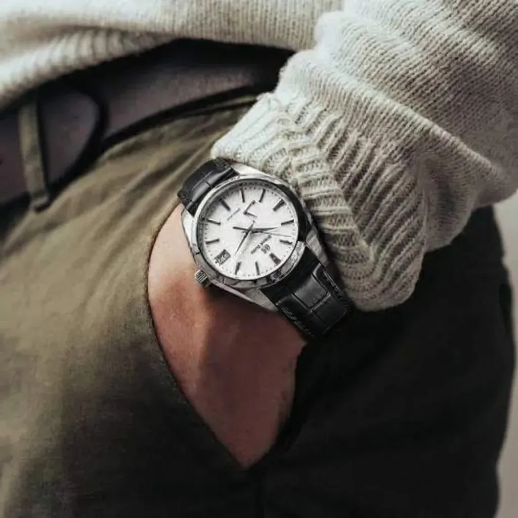 Grand Seiko SBGA211 on Black Crocodile Embossed strap