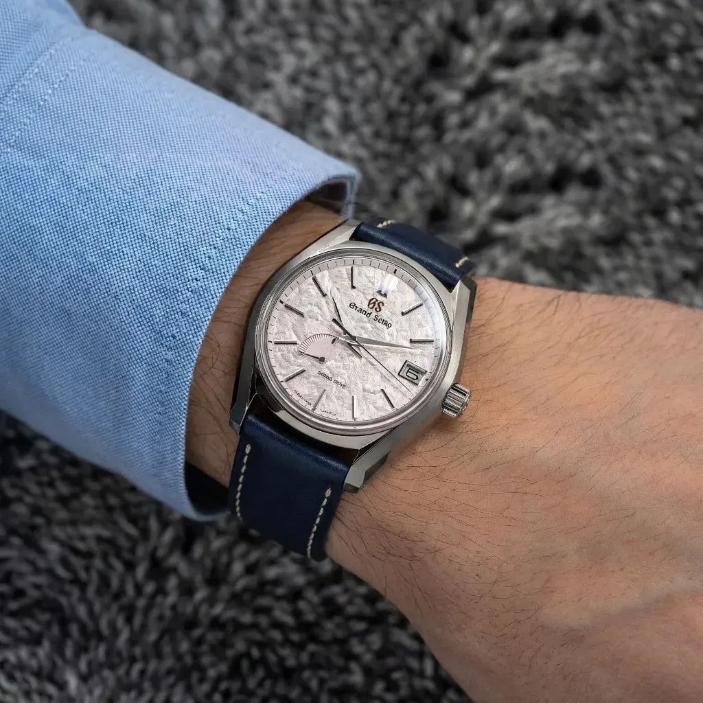 Grand Seiko SBGA413 on Brown Thinline Saffiano strap