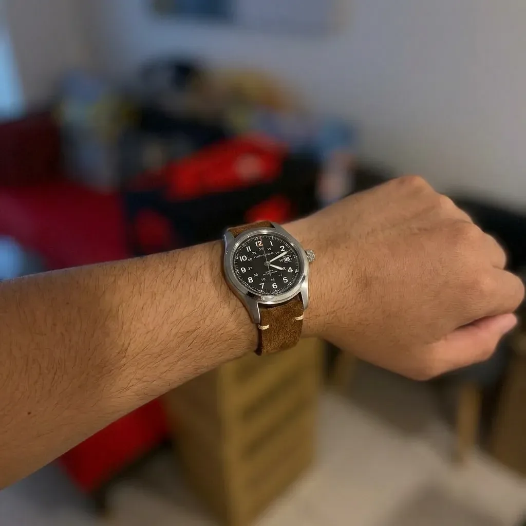Hamilton Khaki Field on Brown Classic Suede strap