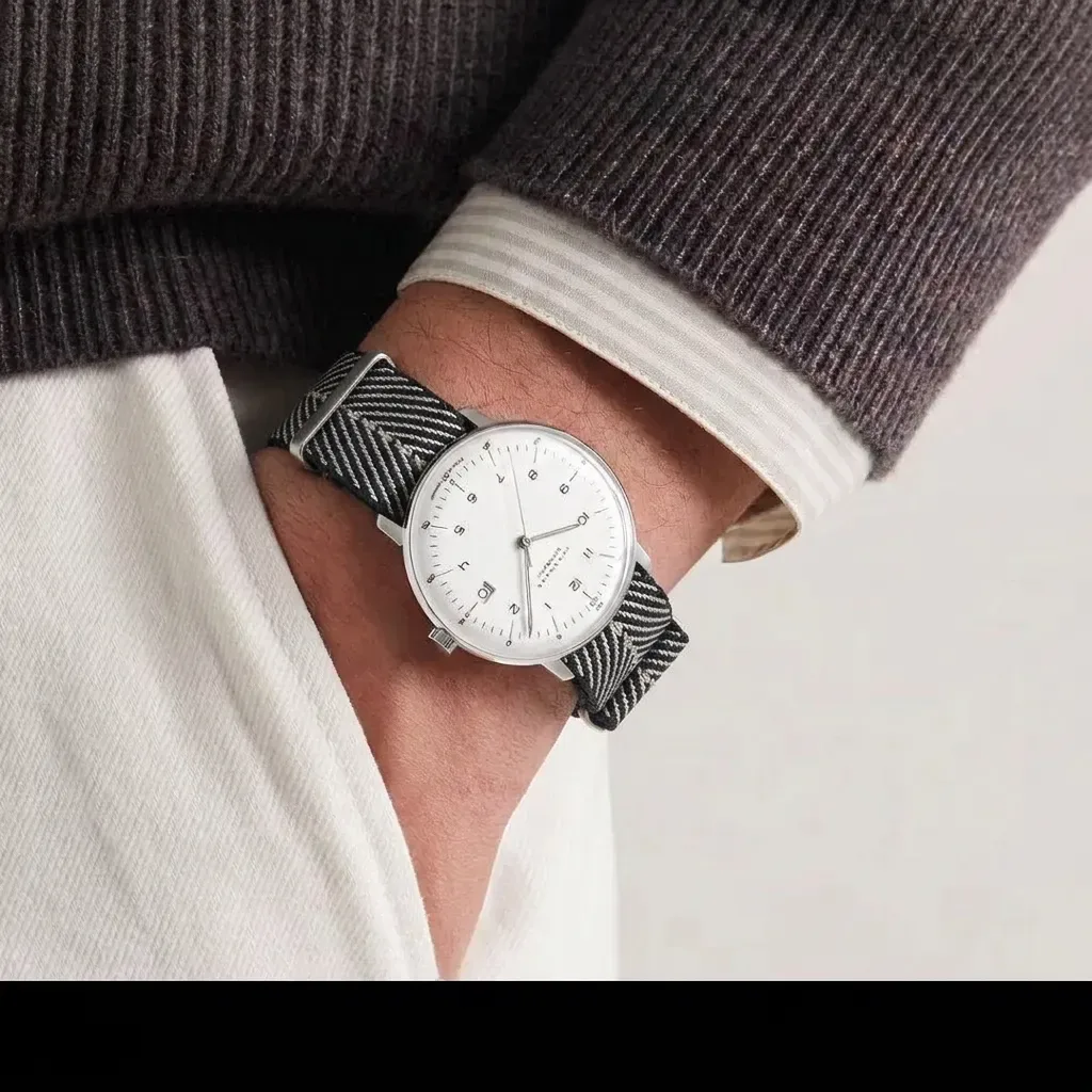 Junghans Max Bill on Woven Nautical Single Pass