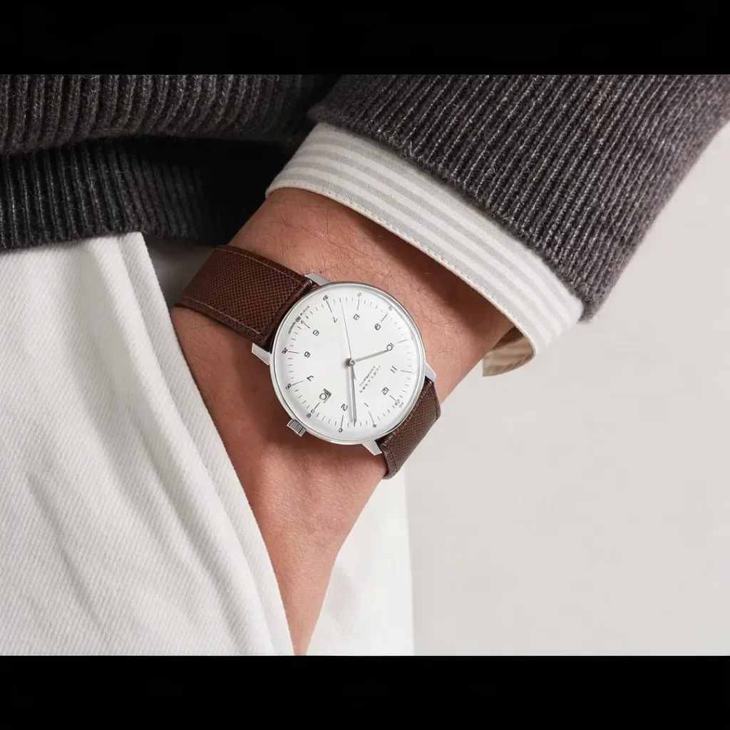 Junghans Max Bill on Brown Thinline Saffiano