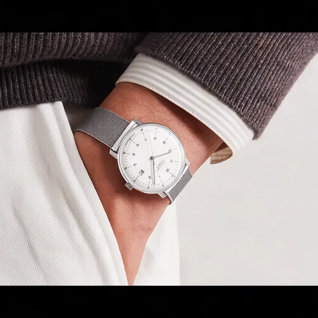 Junghans Max Bill on Silver Milanese Mesh