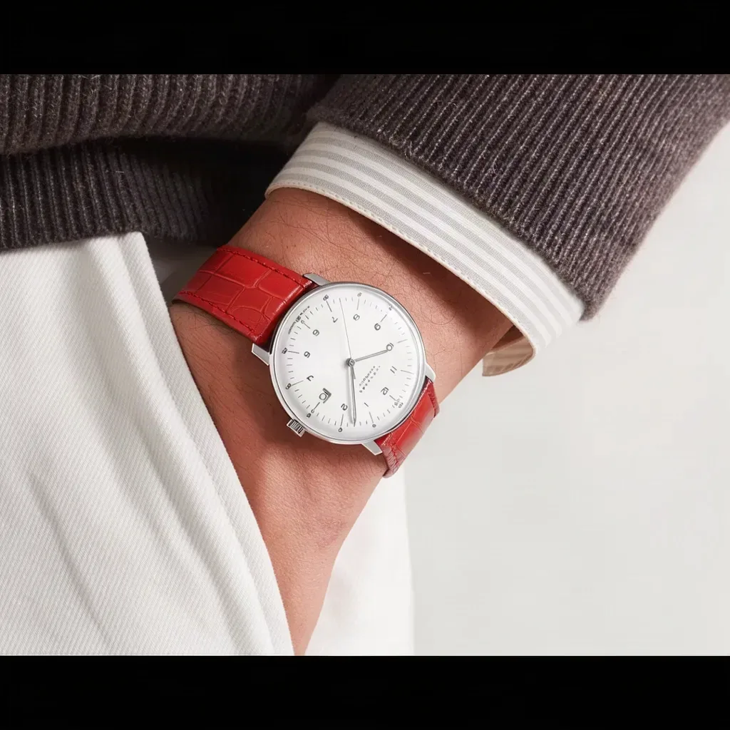 Junghans Max Bill on Red Crocodile Embossed