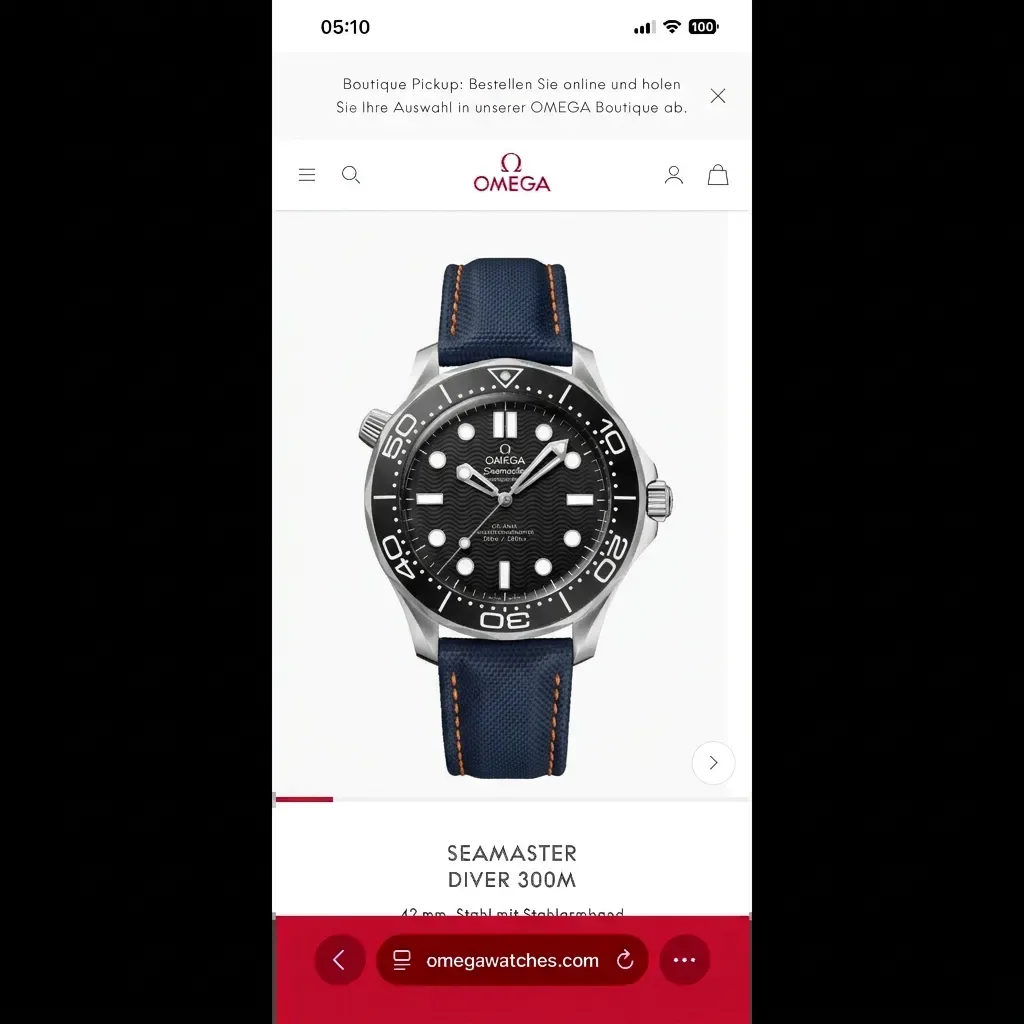 Omega Seamaster Diver 300M on Navy Sailcloth (Orange Stitching)