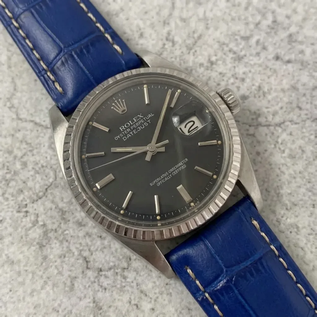 Rolex Datejust on Blue Crocodile Embossed