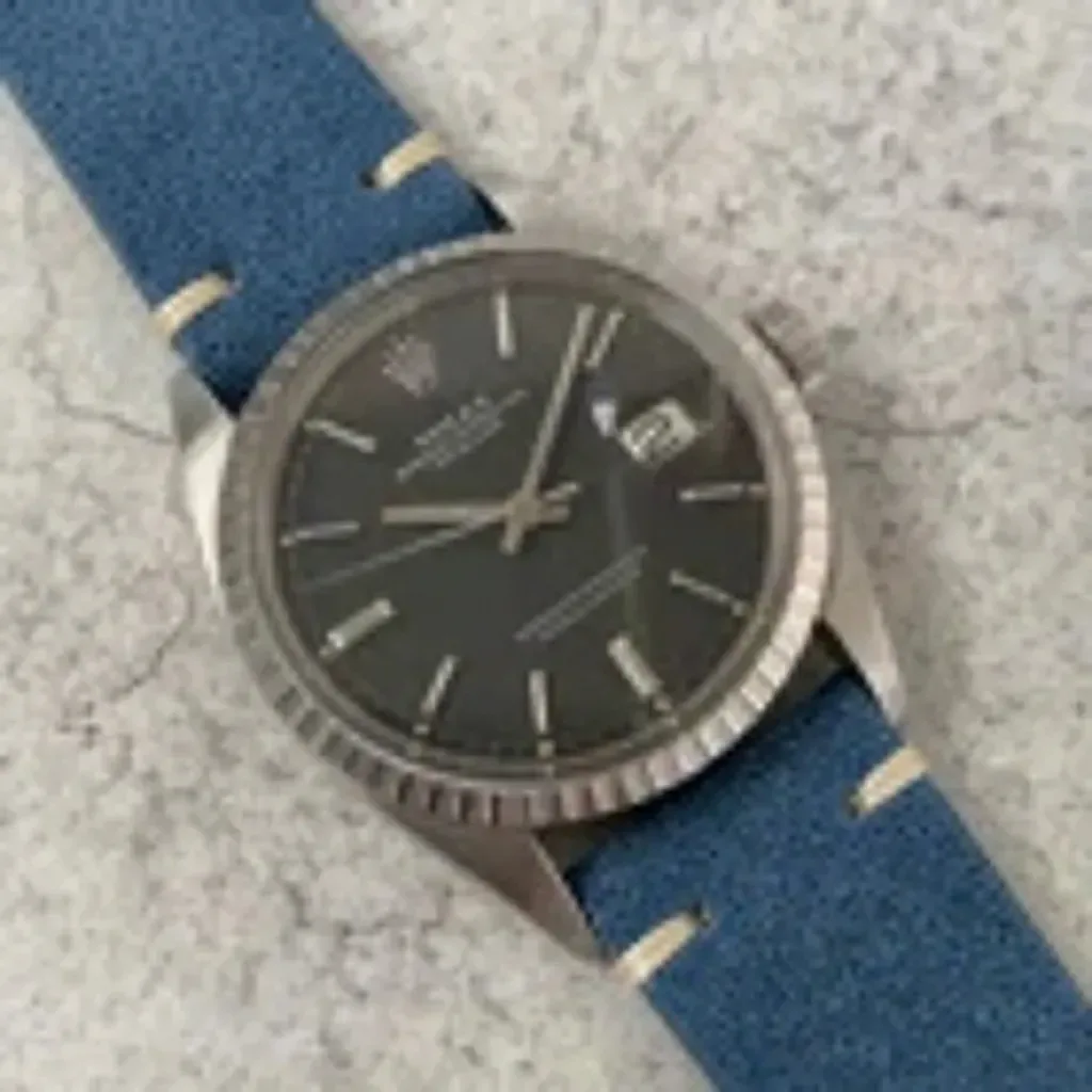 Rolex Datejust on Vintage Suede Ocean Blue