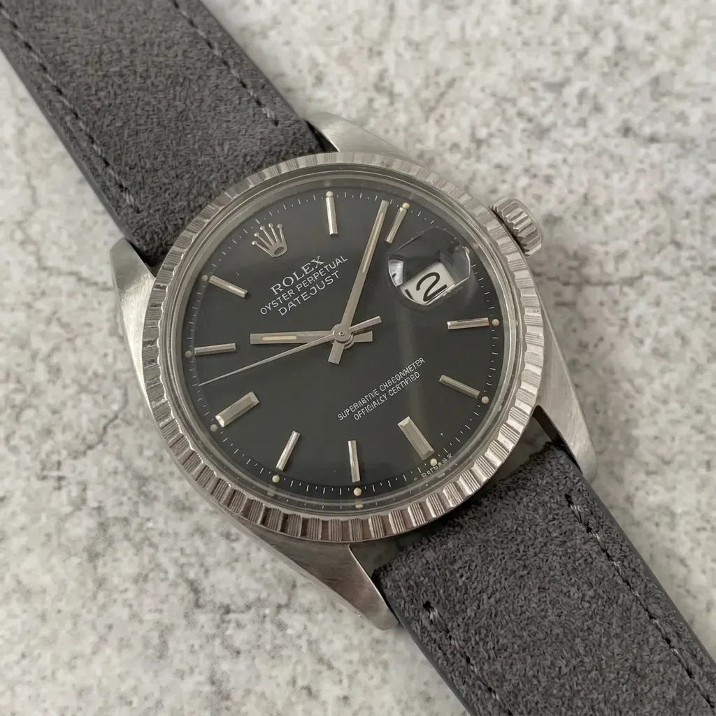 Rolex Datejust on Matte Grey Epsom Calfskin