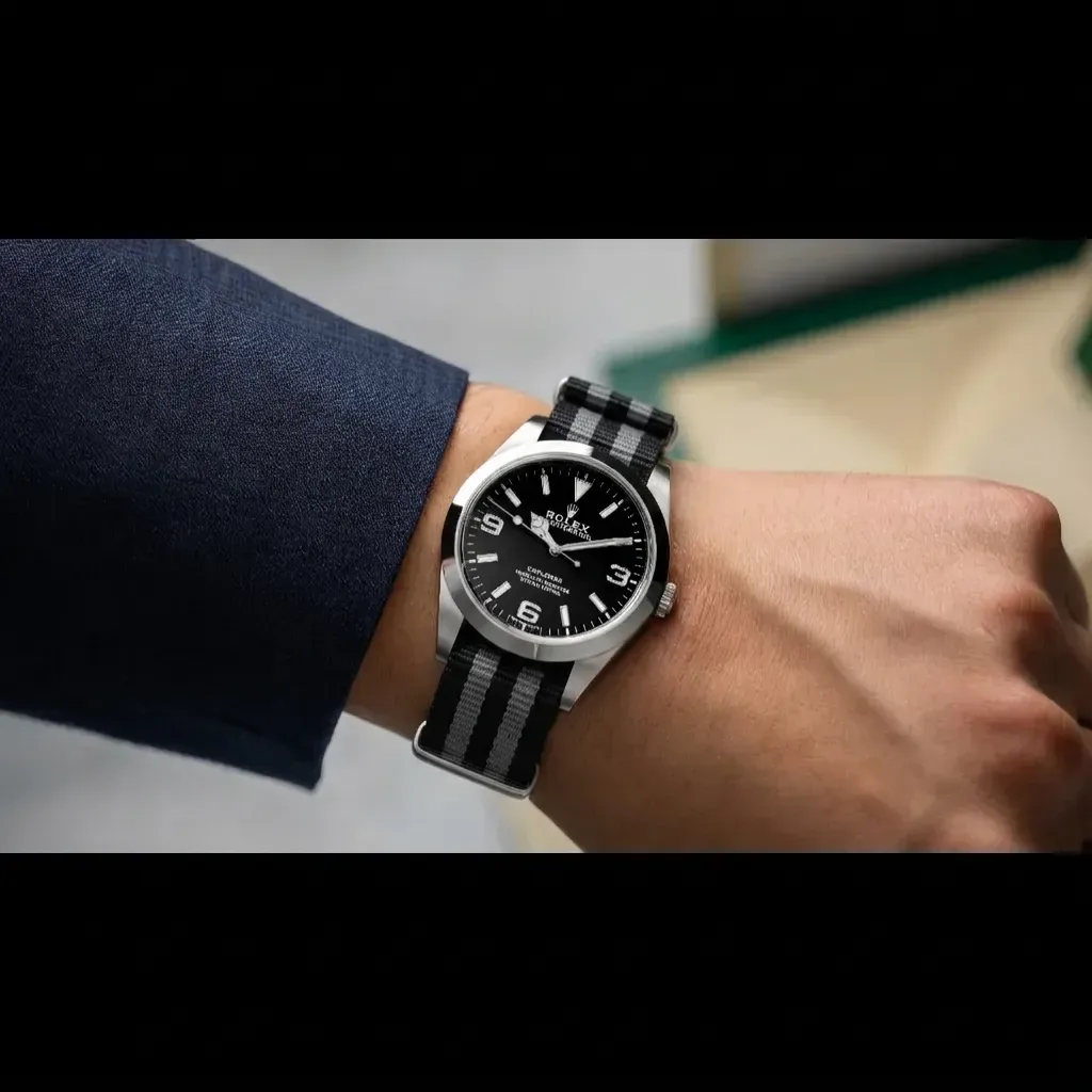 Rolex Explorer on Grey Bond Single Pass Seat Belt