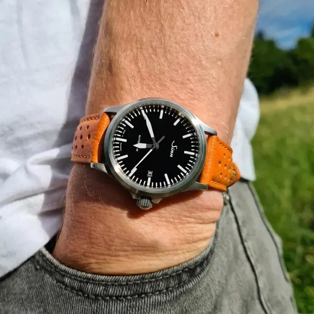 Sinn 556 I on Orange Perforated Leather Rally