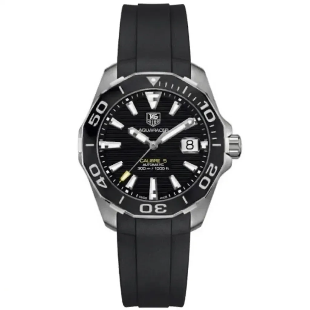 TAG Heuer Aquaracer on Black Smooth FKM Rubber strap
