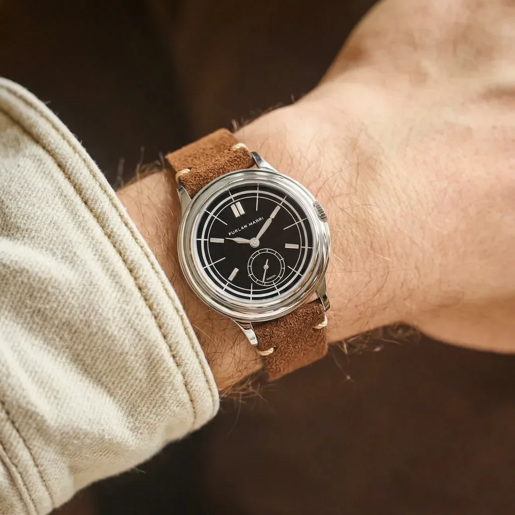 Custom Timepiece on Brown Classic Suede